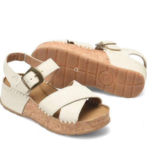Born Kaiya Leather Sandal in White & Navy