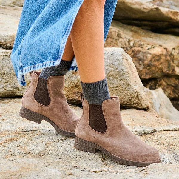 Born Cove Boot in Taupe Suede & Black Leather