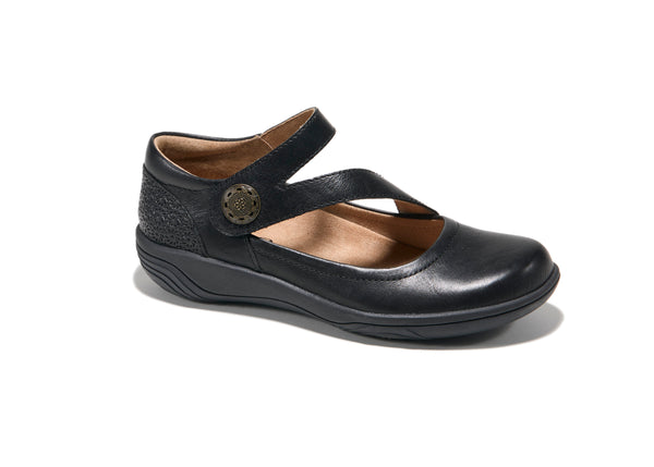 Halsa Ava Mary Jane Shoe Available in Wide Widths in Cognac, Brown & Black