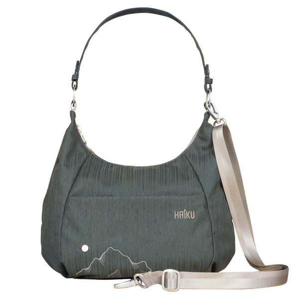 Haiku Amble Hobo Bag in River Rock Blue, Black & Deep Forest