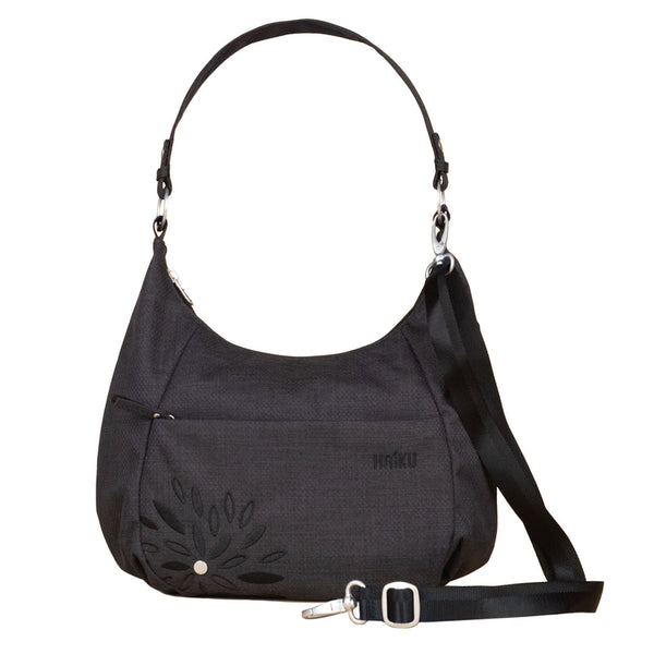 Haiku Amble Hobo Bag in River Rock Blue, Black & Deep Forest