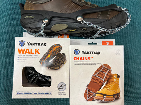 Yaktrax Shoe Chains $40 & Walk Traction Cleats $25