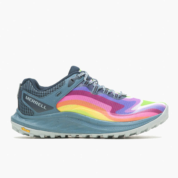 Merrell Women's Antora 3 in Lichen, Rainbow, Burlwood/Avocado & Rainbow Leopard