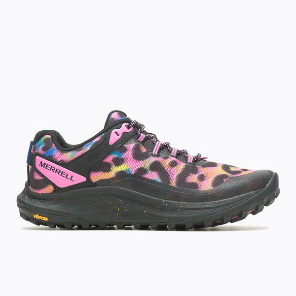 Merrell Women's Antora 3 in Lichen, Rainbow, Burlwood/Avocado & Rainbow Leopard