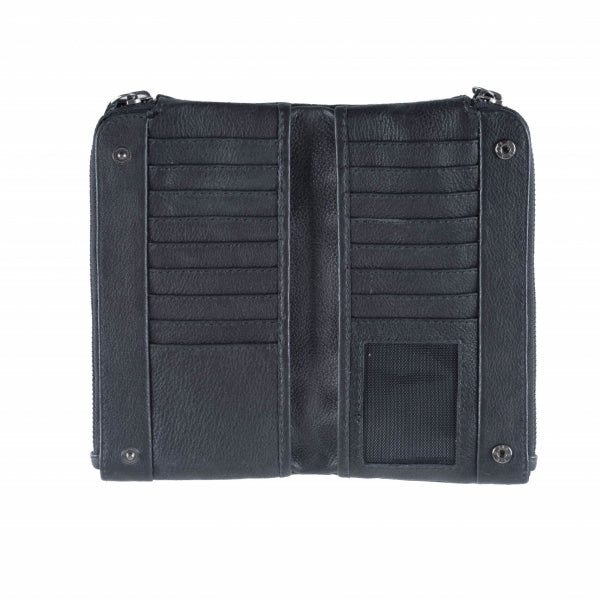 Keaan Elena Leather Wallet in Black & Tan