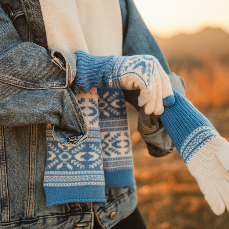 Pistil Alva Glove in Blue & Taupe
