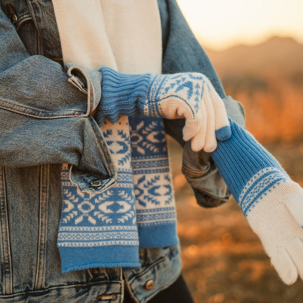 Pistil Alva Glove in Blue & Taupe