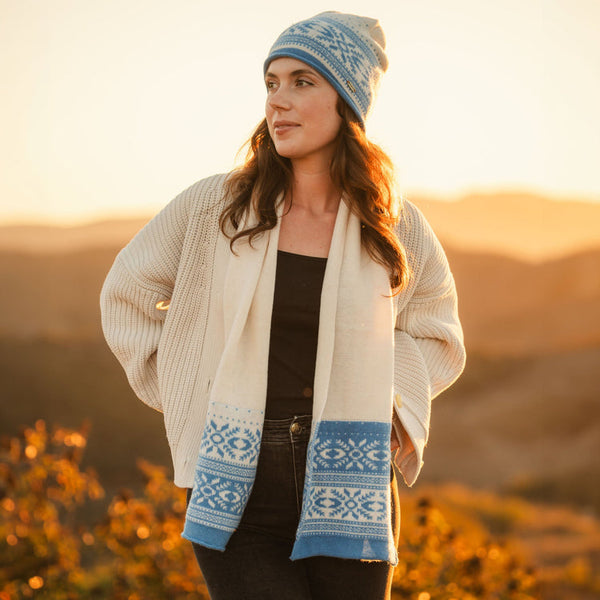 Pistil Vivian Scarf in Blue & Taupe
