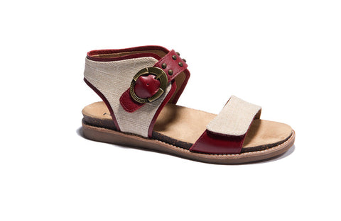Halsa Bari Sandal in Black/Natural & Red/Natural Available in Wide Widths