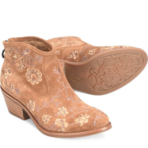 Sofft Aisley Boot in Brown Embroidered Floral & Cafe Brown