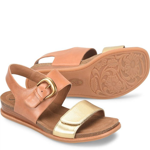 Sofft Peggie Sandal in Luggage/Gold