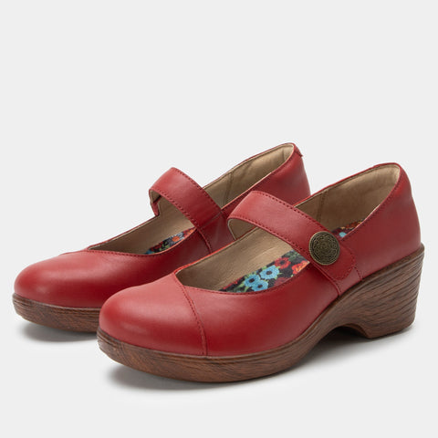 Alegria Sofi Shoe in Red & Black