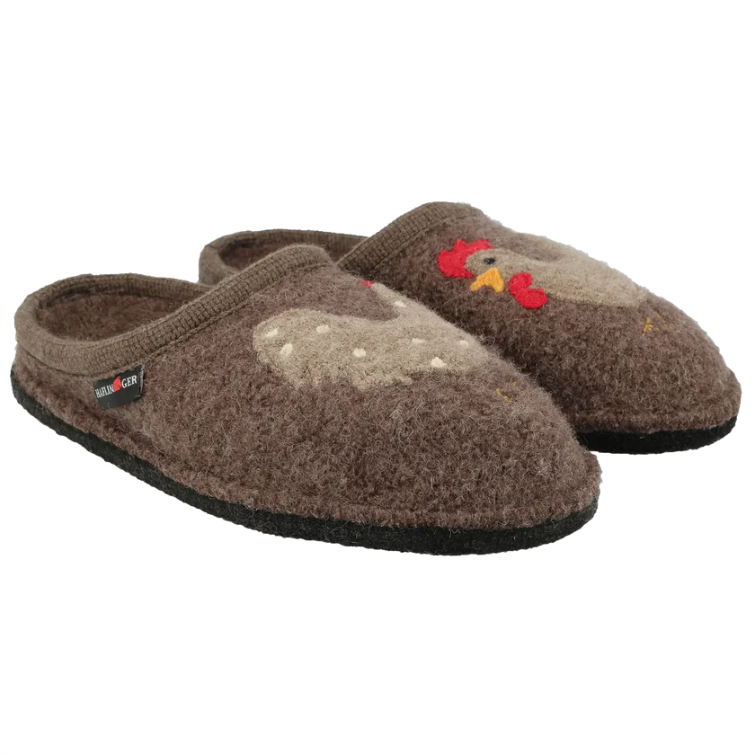 Haflinger Chicken Slipper in Brown