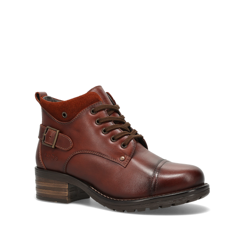Taos Mini Crave Leather Boot in Cognac & Black