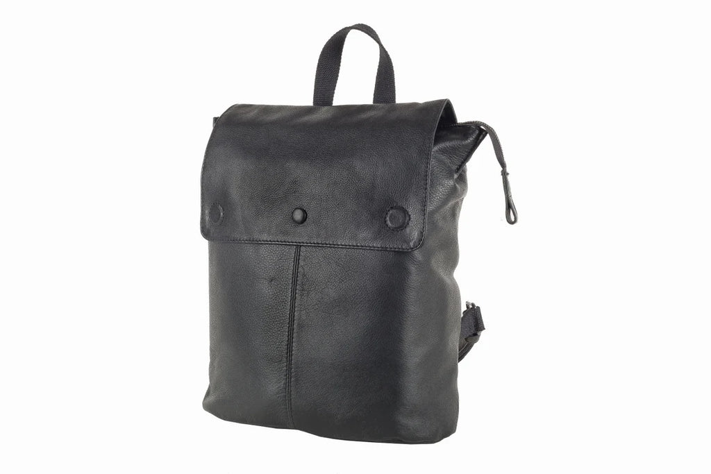 Keaan Aria Medium Leather Backpack in Cognac & Black