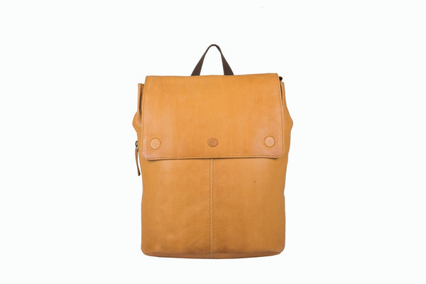 Keaan Aria Medium Leather Backpack in Tan & Denim
