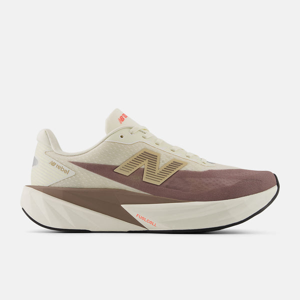 Men's & Women's FuelCell Rebel v5 Running Shoe in Angora with Earth Shadow & Sea Salt Available in Wide Widths