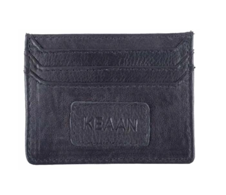 Keaan Leo Leather Wallet in Black, Cognac & Tan