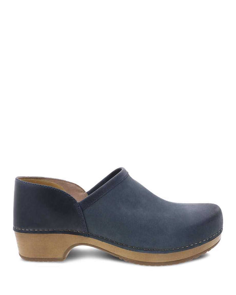 Dansko Brenna Burnished Suede Clog in Navy, Taupe & Black