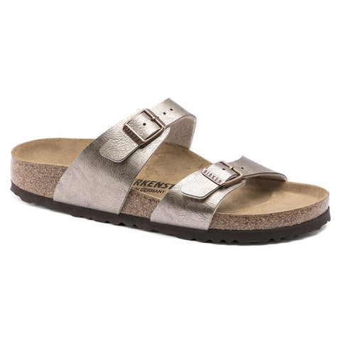 Birkenstock Sydney Birko-Flor Sandal in Pearl White & Graceful Taupe