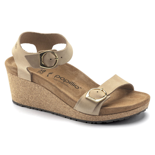 Birkenstock Soley Ring Buckle in Apricot, Cognac, Grey & Sand Castle in Nubuck Leather