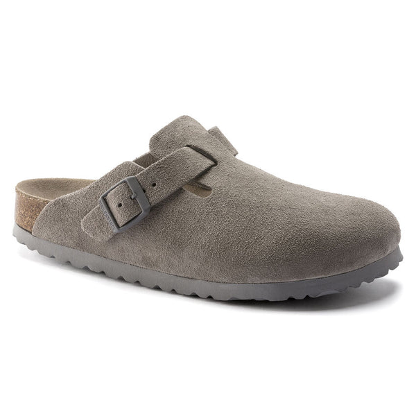 Birkenstock Boston Soft Foot Bed in Taupe, Pink, Grey & Green Suede in Narrow Widths