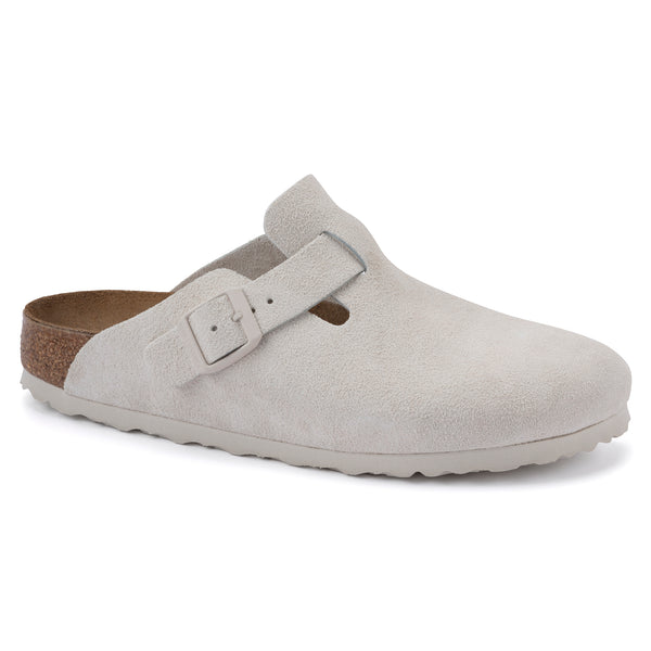 Birkenstock Boston Suede Clog in Latte, Rose, Antique White & Thyme available in Narrow Widths