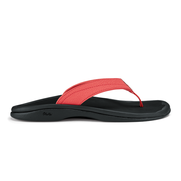 Olukai Ohana Women's Sandal in White. Black, Marine & Hot Coral