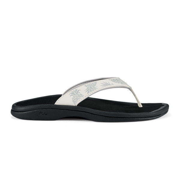 Olukai Ohana Women's Sandal in White. Black, Marine & Hot Coral