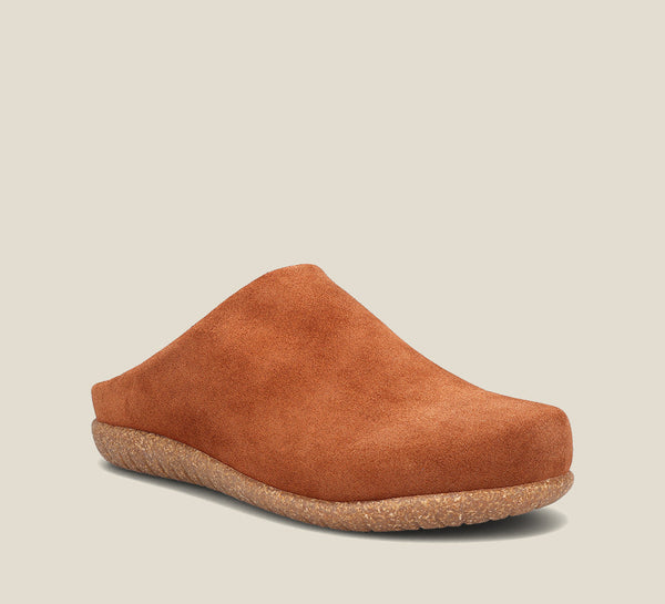 Taos Poet Slipper in Rust & Tan Suede