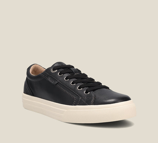 Taos Plim Soul Lux Leather Sneaker in White, Merlot, Black & Carmel