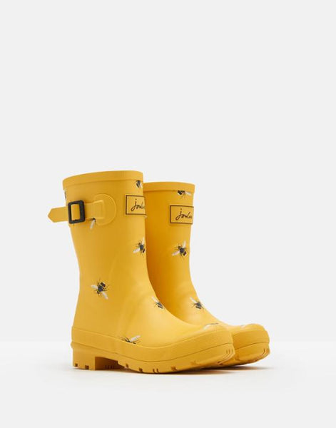 Joules Molly Bee Mid Height Rain Boot in Yellow & Black
