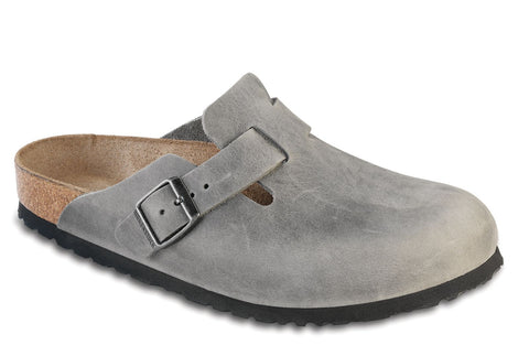 Birkenstock Boston Soft Foot Bed in Iron, Taupe & Habana Oil Leather