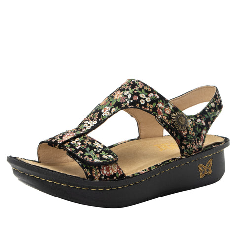 Alegria Kerri Sandal in Black & Earthy Bloom