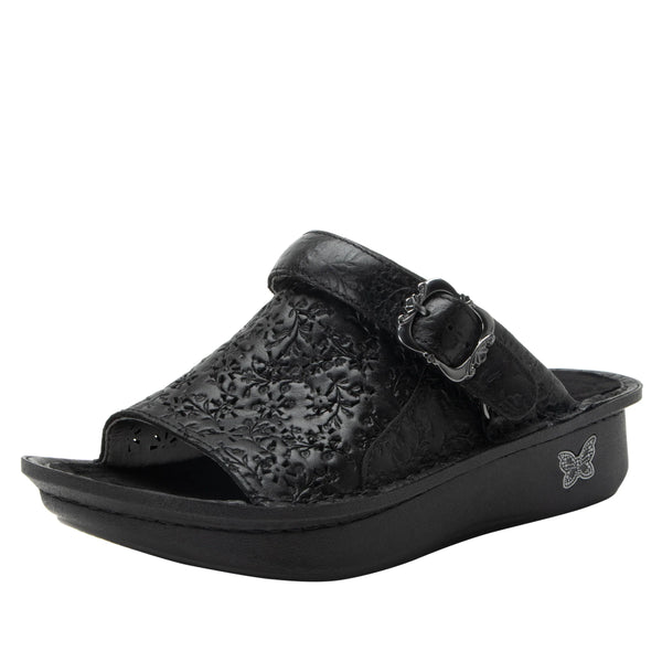 Alegria Klover Sandal in Black Dearest & Navy Oiled Leather
