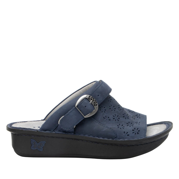 Alegria Klover Sandal in Black Dearest & Navy Oiled Leather