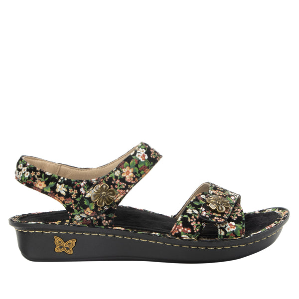 Alegria Vienna Sandal in Black, Earthy Bloom & Garden Chic