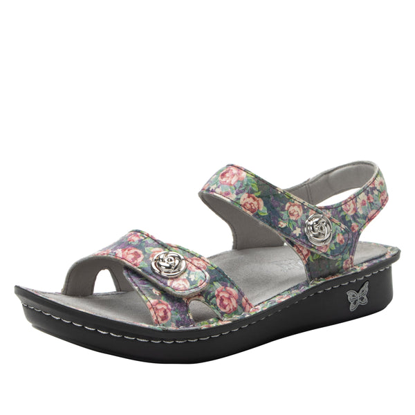 Alegria Vienna Sandal in Black, Earthy Bloom & Garden Chic