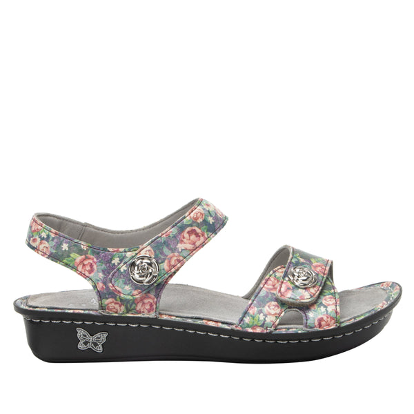 Alegria Vienna Sandal in Black, Earthy Bloom & Garden Chic