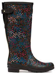 Joules Tall Printed Wellie With Adjustable Back Gusset