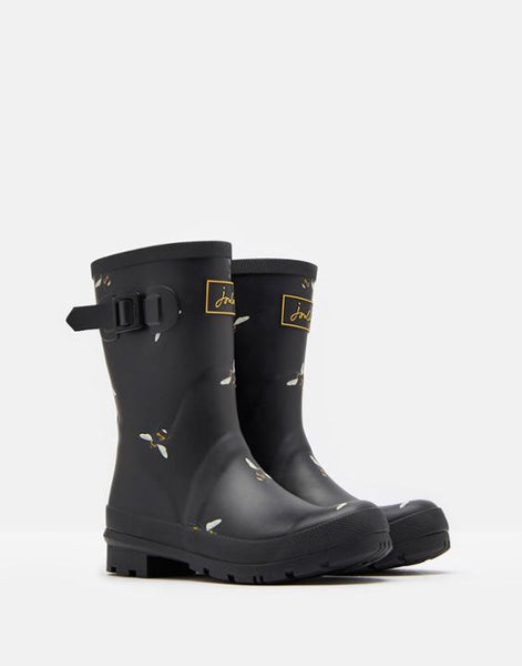 Joules Molly Bee Mid Height Rain Boot in Yellow & Black